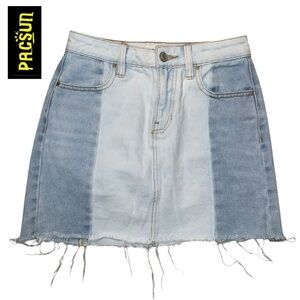 PACSUN Colorblock Mini Denim Skirt